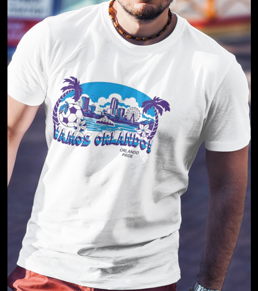 Vamos Orlando Orlando Pride Skyline Soccer Tropical Cityscape T-Shirt