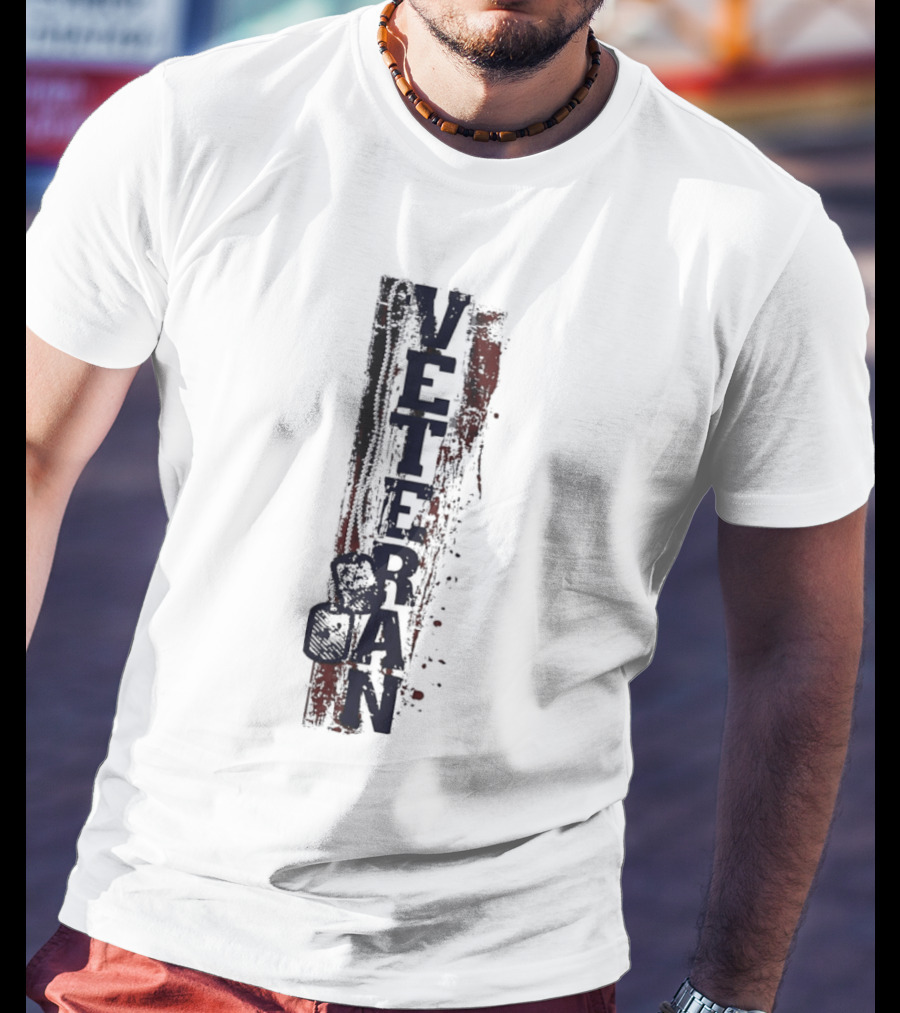 Veteran Dog Tags Distressed American Flag Honor T-Shirt