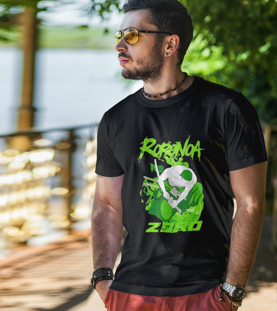 Roronoa Zoro Sword Fighter Anime Drawing T-Shirt