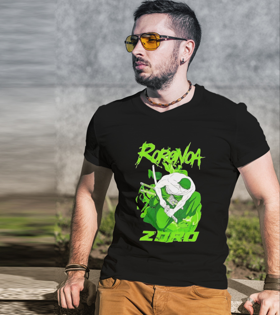 Roronoa Zoro Sword Fighter Anime Drawing T-Shirt