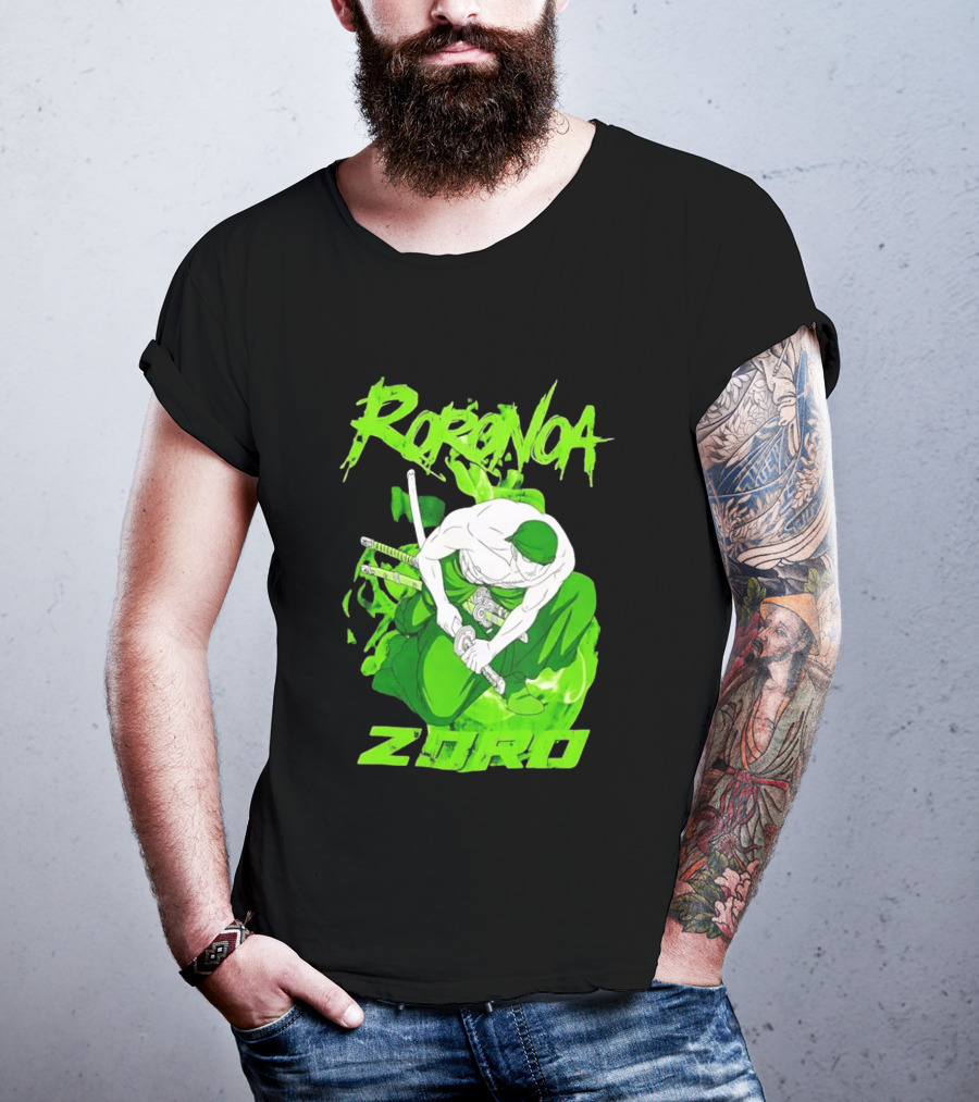 Roronoa Zoro Sword Fighter Anime Drawing T-Shirt