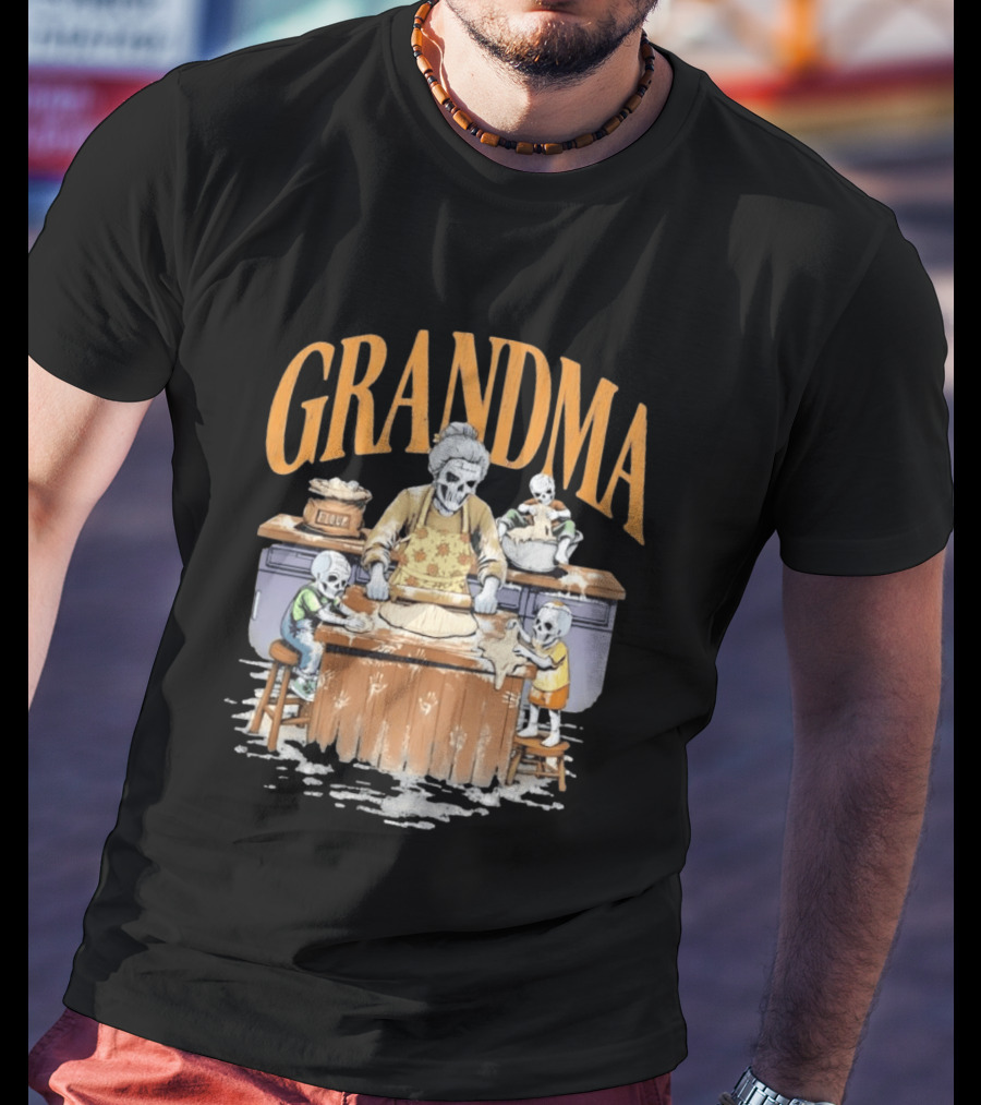 Grandma Baking Fun Skeleton Kitchen Flour Playtime T-Shirt