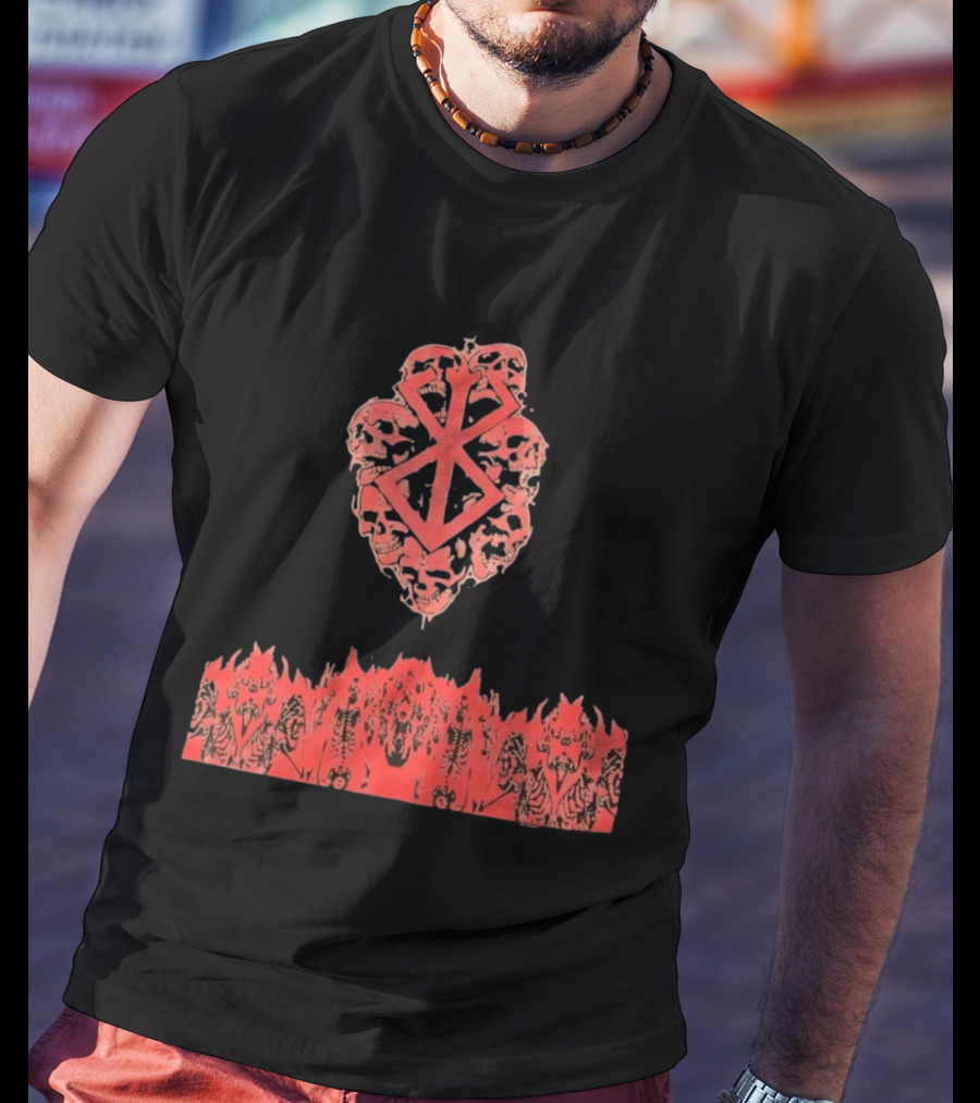 Berserk Sacrifice Skulls Skeletons Symbolic Red T-Shirt