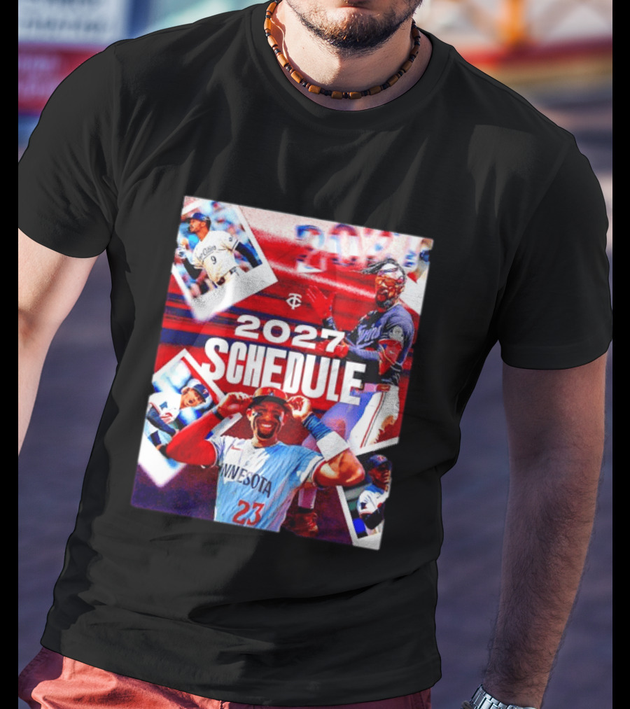Minnesota Twins 2027 Schedule Collage With Players And Photos T-Shirt