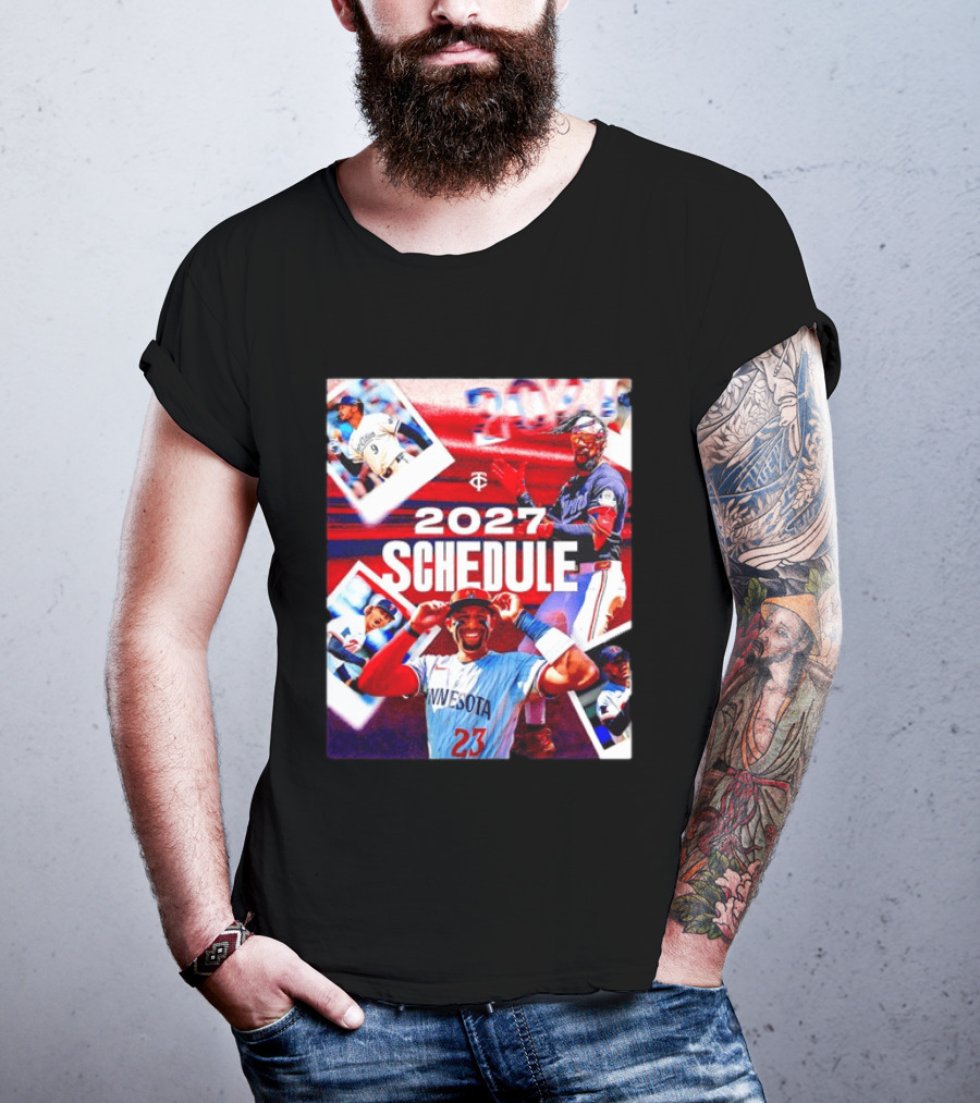 Minnesota Twins 2027 Schedule Collage With Players And Photos T-Shirt