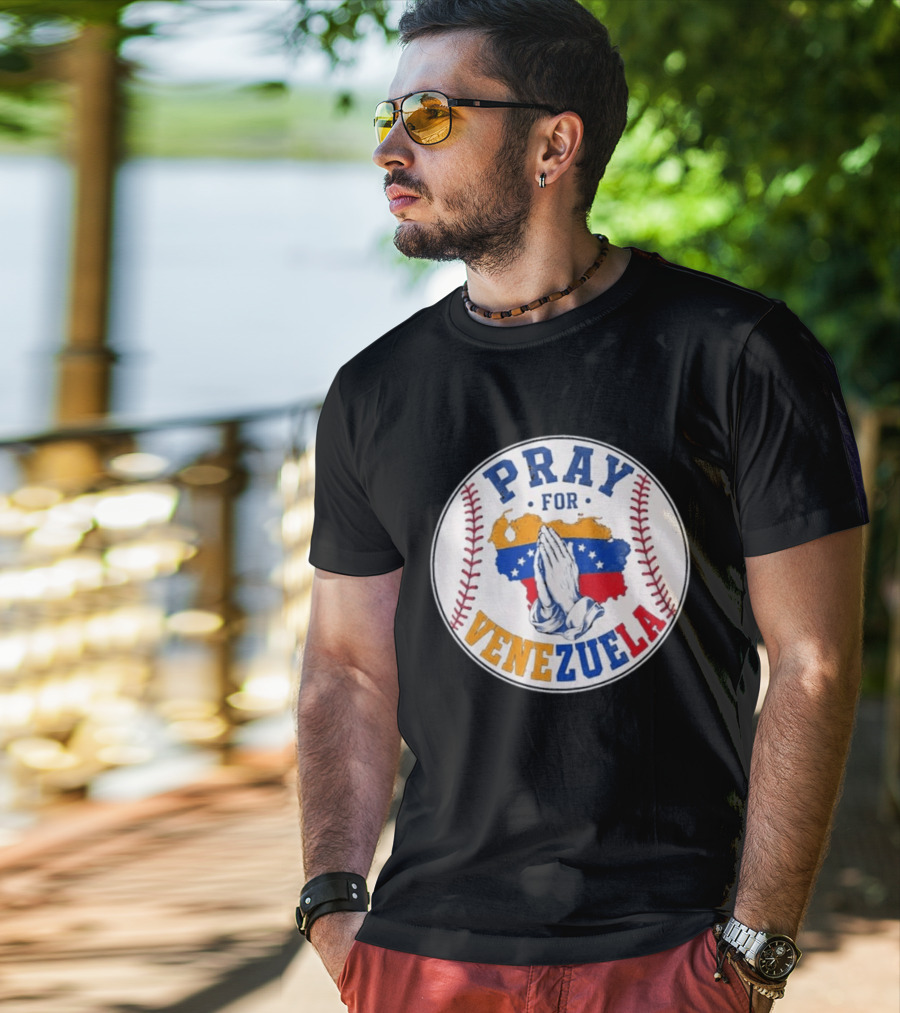 Pray For Venezuela Baseball Map Hands T-Shirt