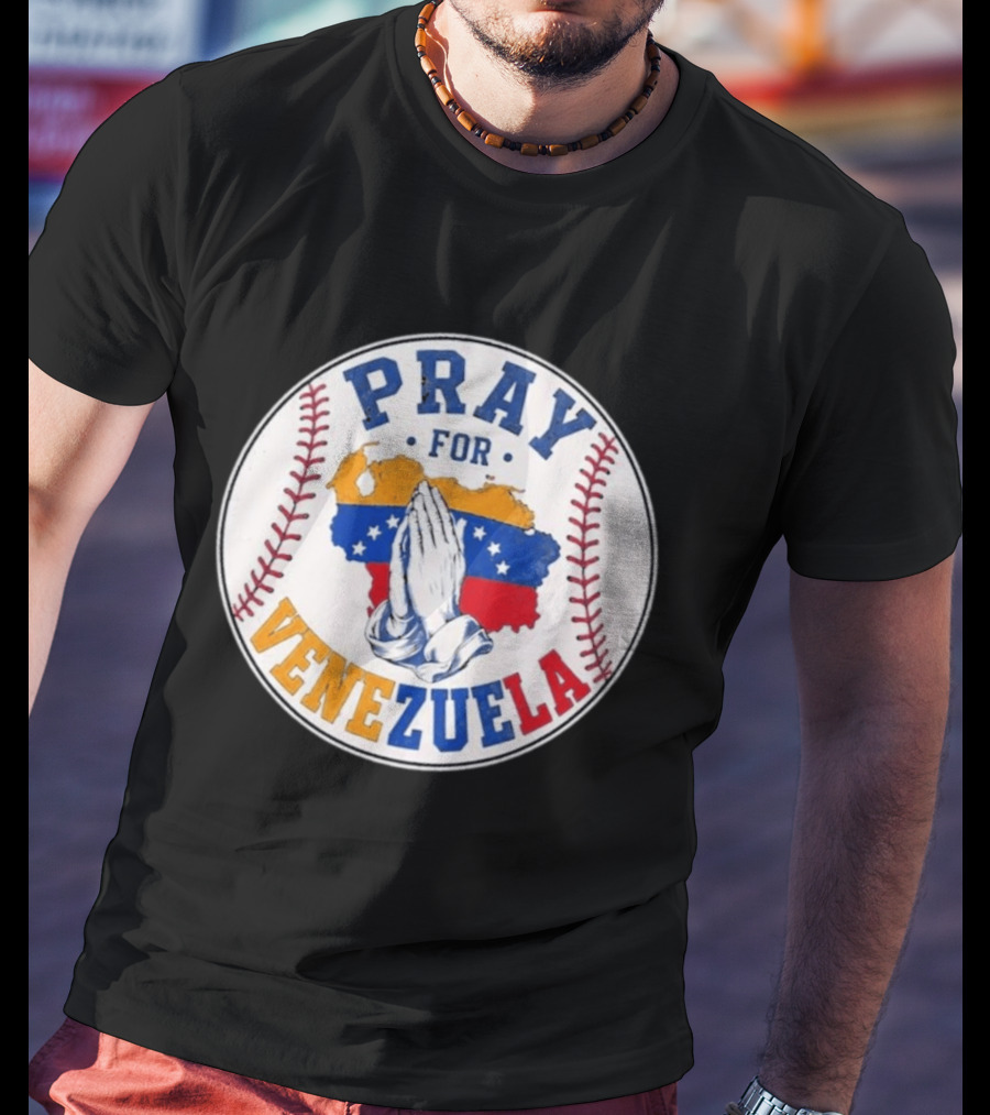 Pray For Venezuela Baseball Map Hands T-Shirt