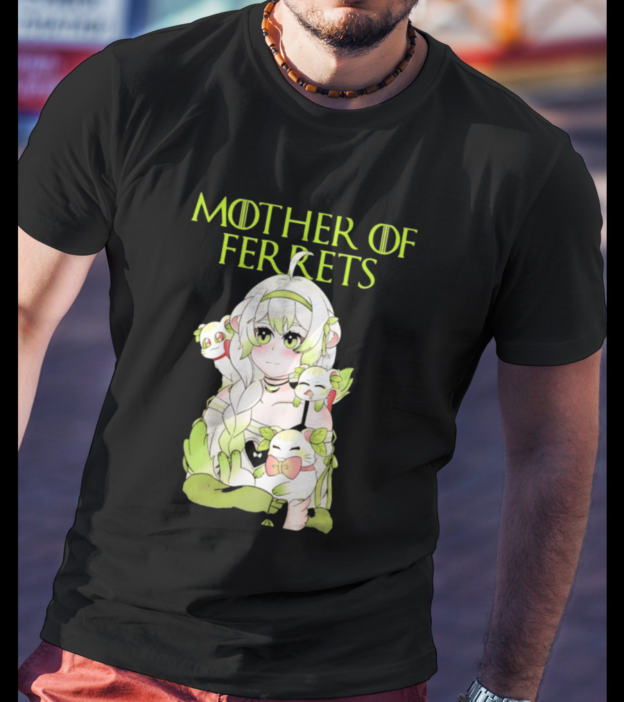 Mother Of Ferrets Anime Girl Ferret Lover Cute Kawaii T-Shirt