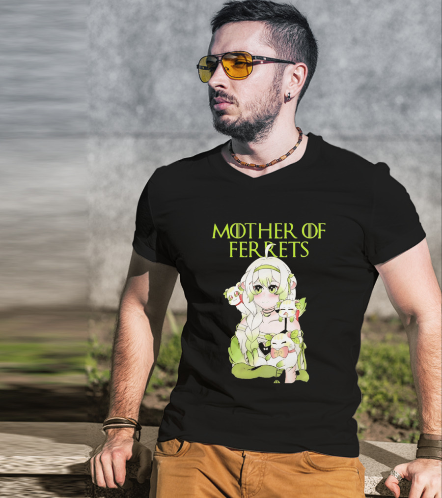 Mother Of Ferrets Anime Girl Ferret Lover Cute Kawaii T-Shirt
