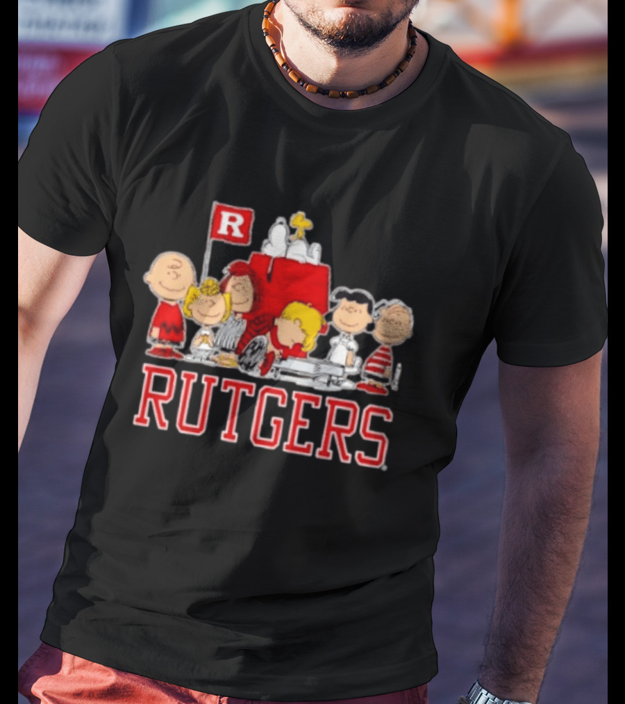 Peanuts Characters Rutgers Scarlet Knights Snoopy Woodstock Lucy Charlie Brown T-Shirt