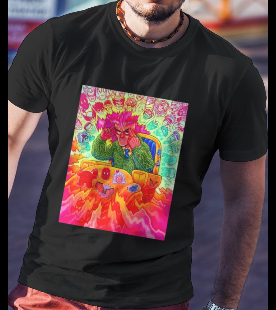 Professor X Dazzler World Tour X Men Collage Psychedelic Comic Art Marvel Characters T-Shirt