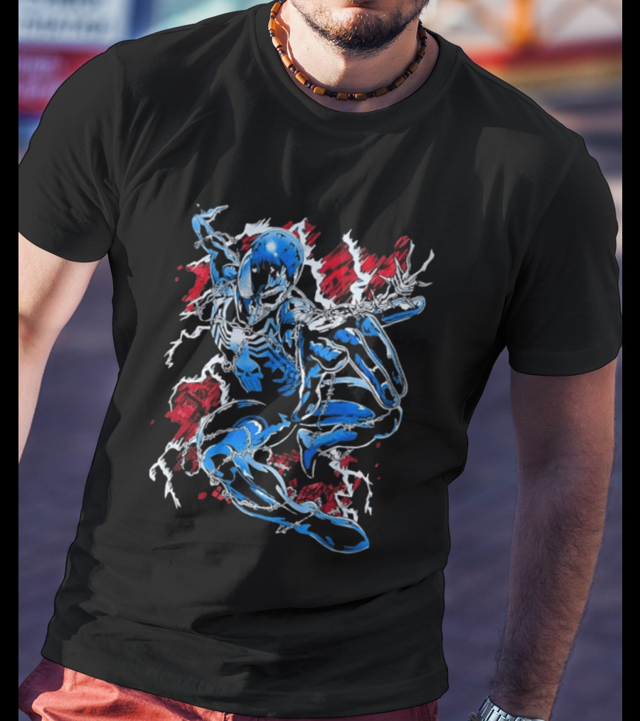 Punisher Spider Man Mashup Marvel Comics Blue Venom Transformation T-Shirt