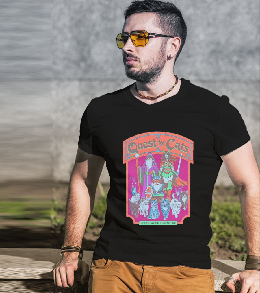 Quest For Cats Fantasy Roleplaying Adventure Mage Warriors And Cats T-Shirt