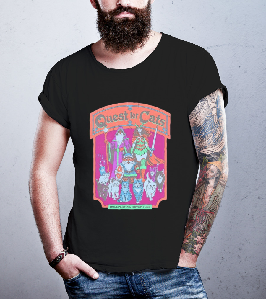 Quest For Cats Fantasy Roleplaying Adventure Mage Warriors And Cats T-Shirt