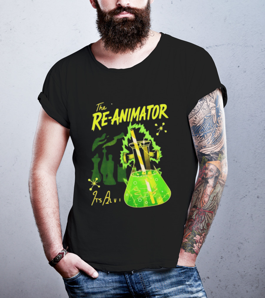 The Re Animator It's Alive Green Lab Flask Horror Film T-Shirt