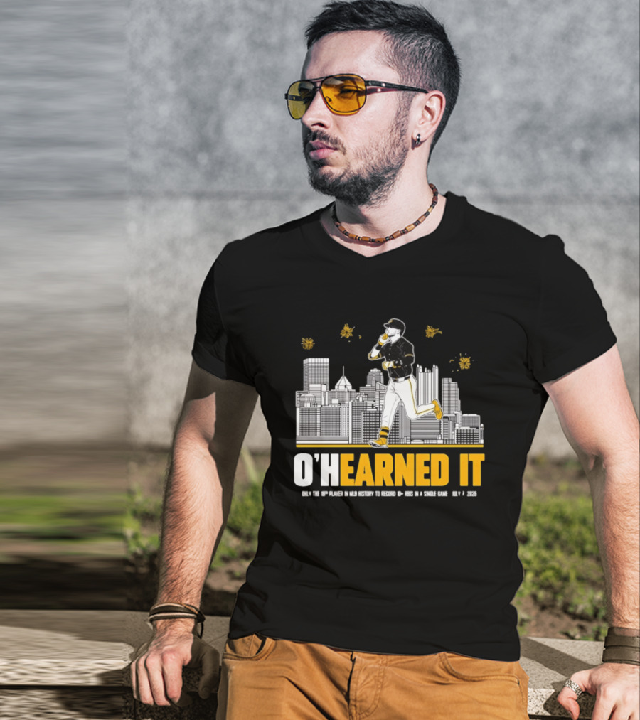 Ryan Ohearn Pittsburgh Pirates 10 RBI Game Ohearned It July 7 2026 MLB Skyline T-Shirt