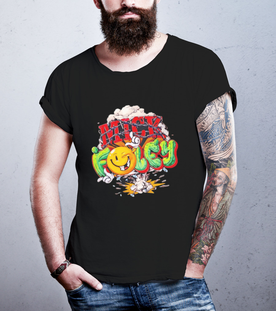 Mick Foley Cactus Smiley Face Barbed Wire Explosive Burst T-Shirt
