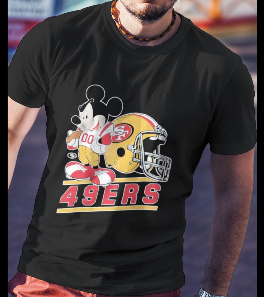 Mickey Mouse With San Francisco 49ers Helmet Football 49ers T-Shirt