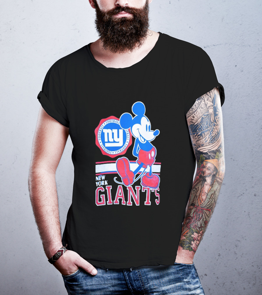 Mickey Mouse New York Giants Football NY Sports Fan T-Shirt