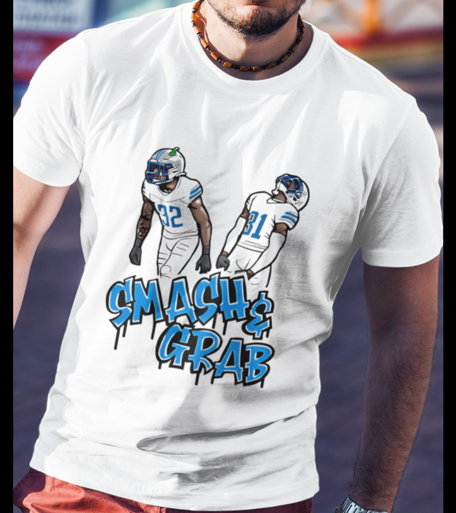Detroit Lions Smash And Grab Football Players 32 And 31 Sports Fan Gear T-Shirt