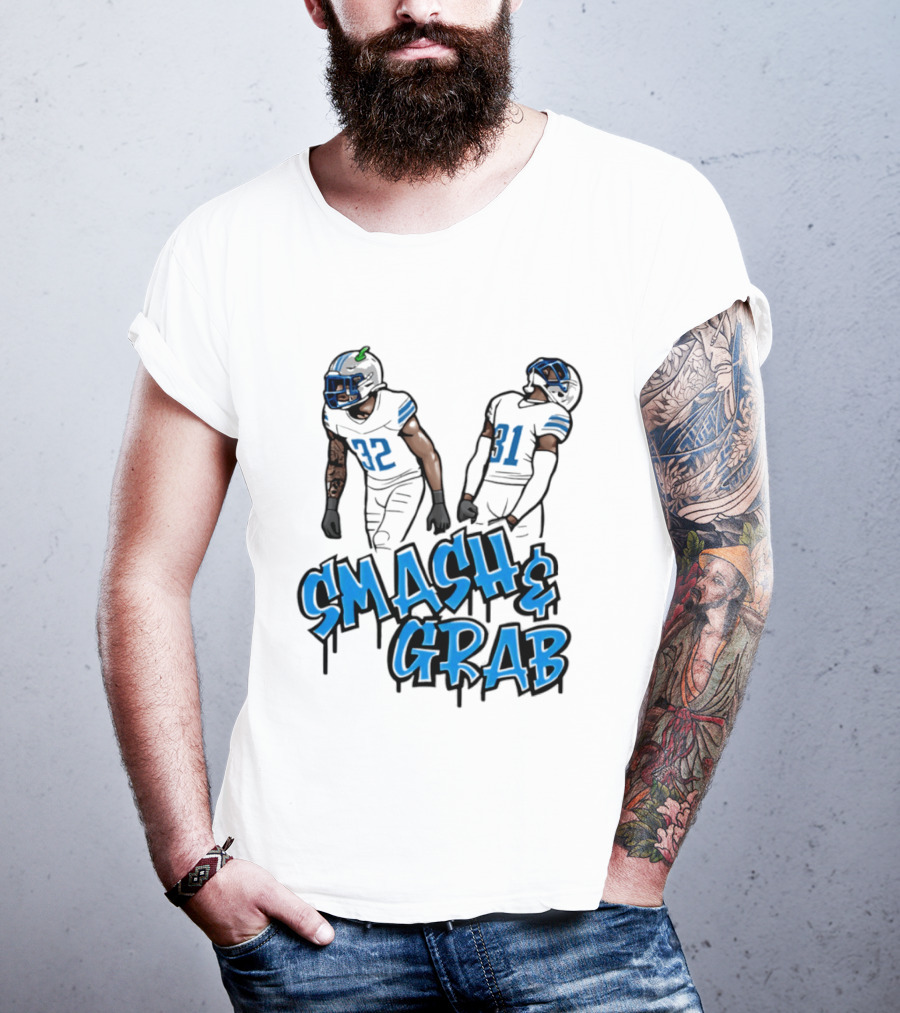 Detroit Lions Smash And Grab Football Players 32 And 31 Sports Fan Gear T-Shirt