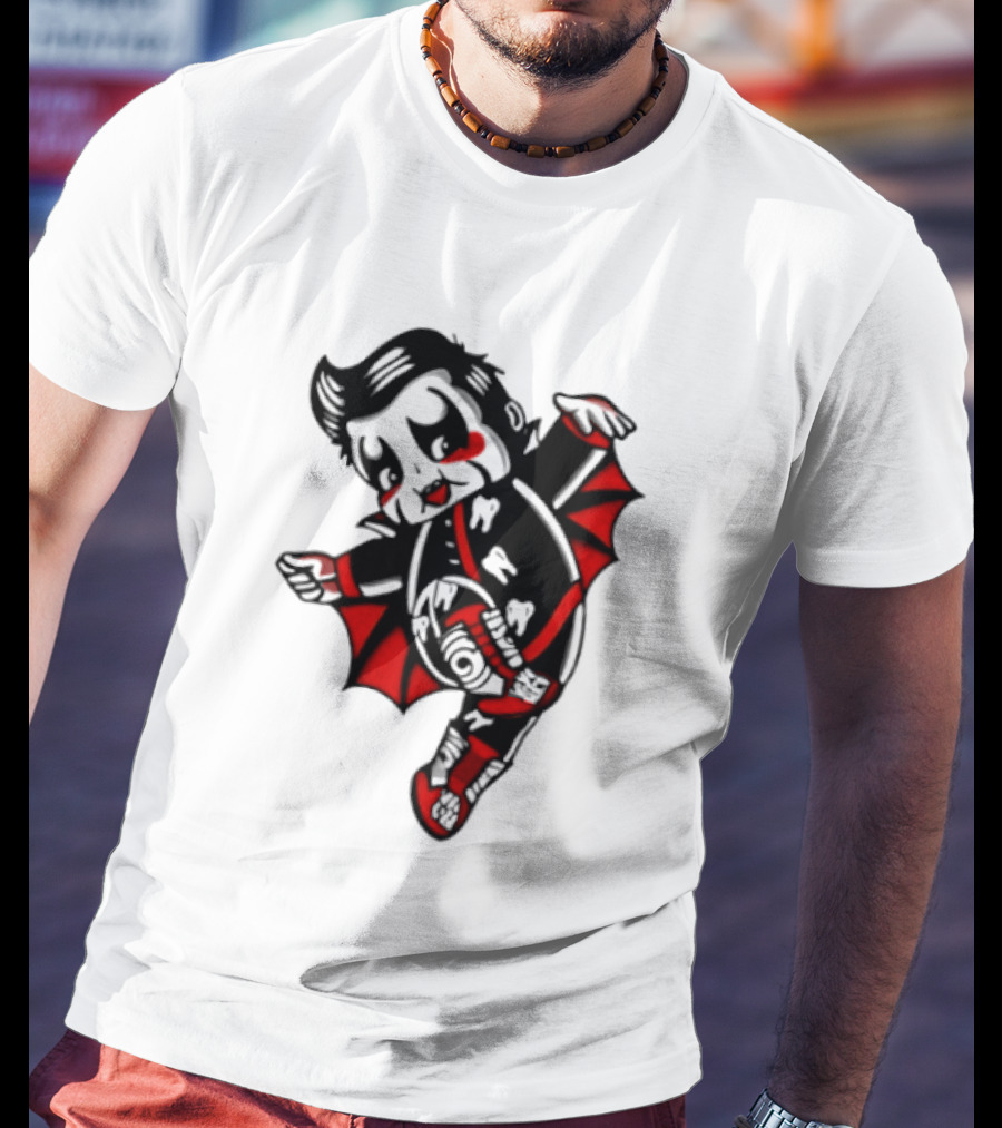 Little Vampire Kewpie Doll With Wings Teeth And Red Details T-Shirt