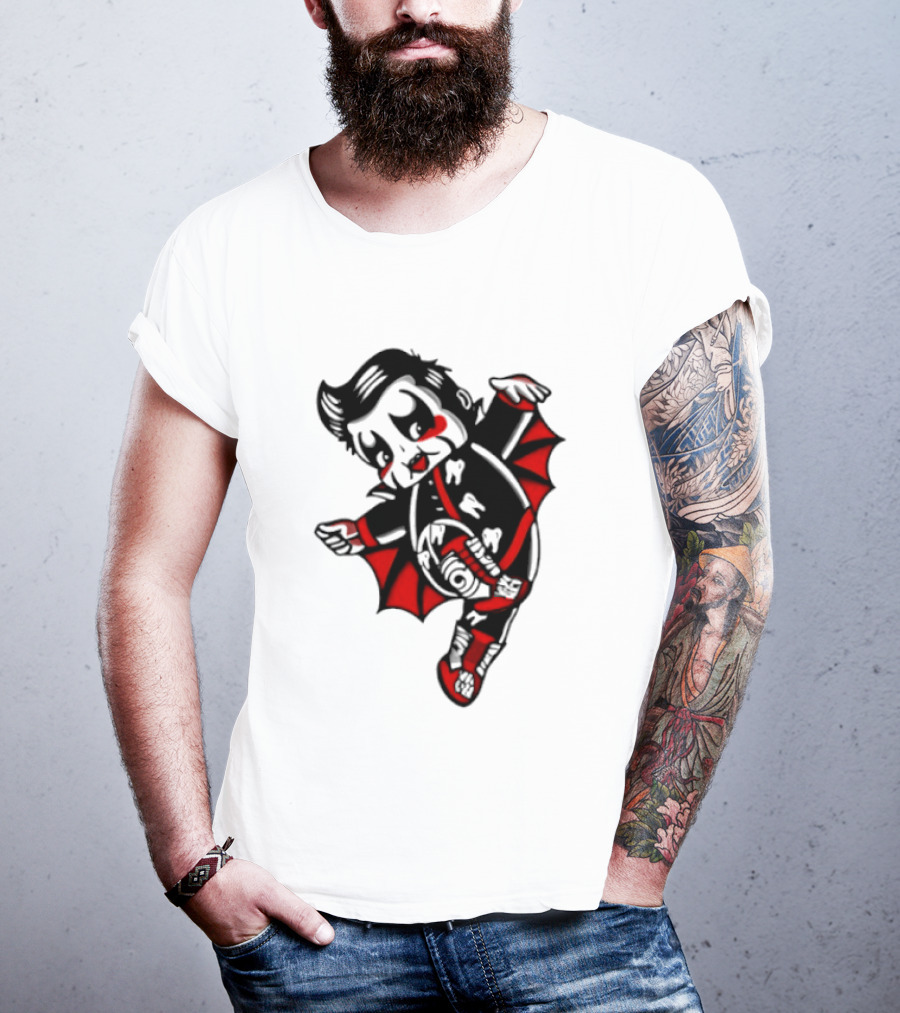 Little Vampire Kewpie Doll With Wings Teeth And Red Details T-Shirt
