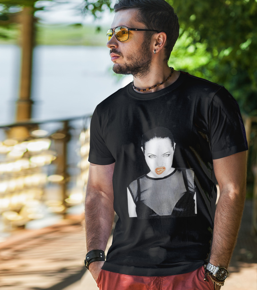 Angelina Jolie Black And White Pop Culture Fashion T-Shirt