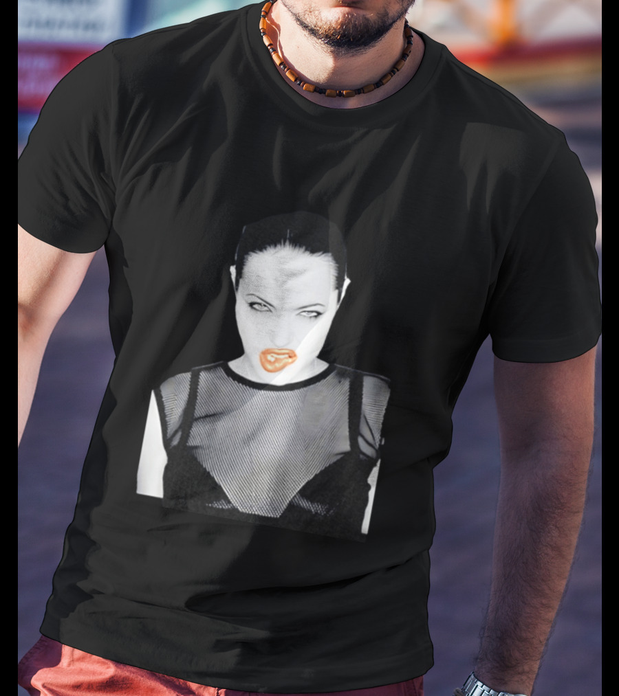 Angelina Jolie Black And White Pop Culture Fashion T-Shirt