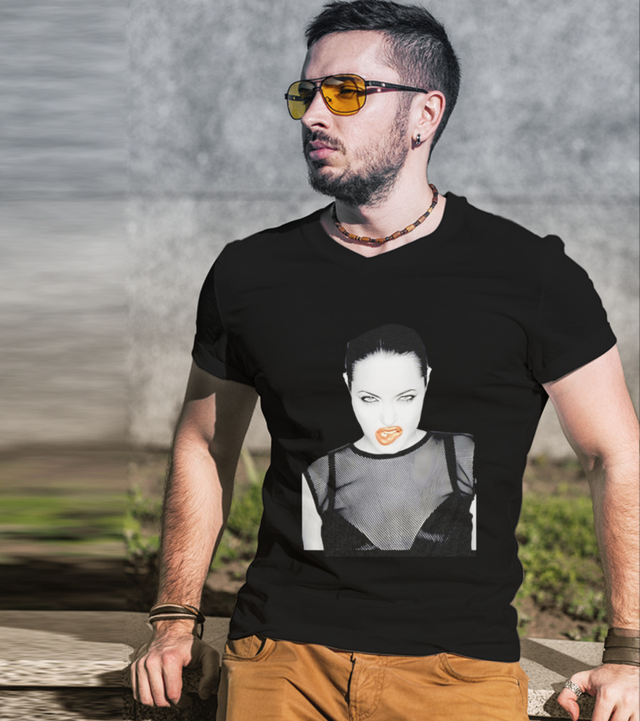 Angelina Jolie Black And White Pop Culture Fashion T-Shirt