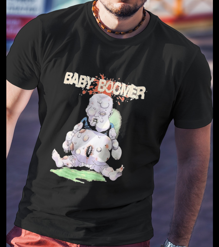 Baby Boomer Zombie Mutant Infant Horror Creepy Cartoon Character Rugged T-Shirt