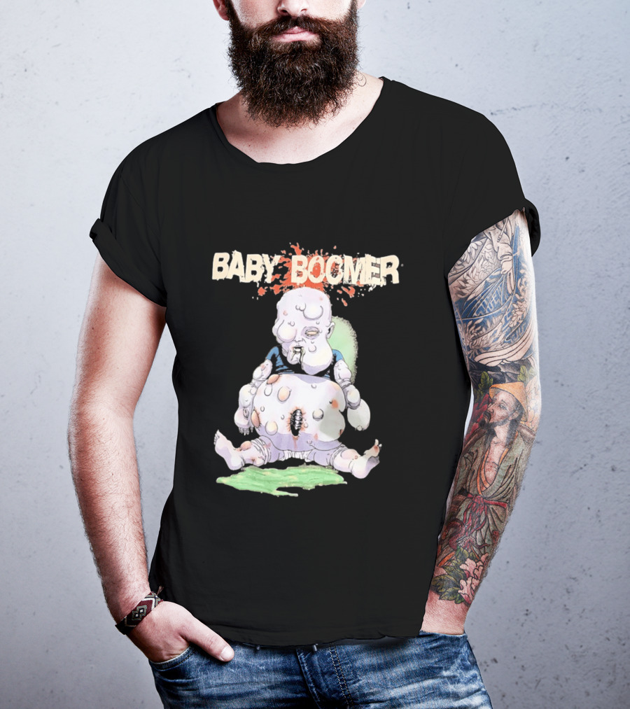 Baby Boomer Zombie Mutant Infant Horror Creepy Cartoon Character Rugged T-Shirt