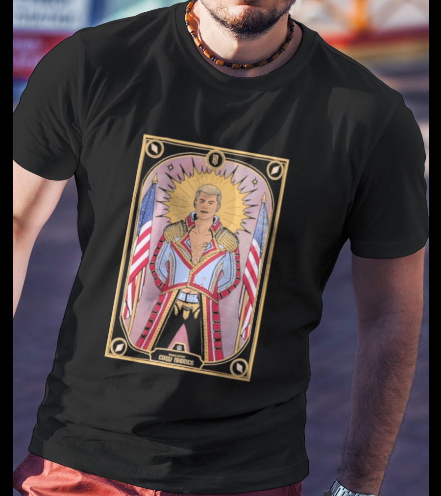 Cody Rhodes WWE Tarot Card With American Flags And Sunburst T-Shirt