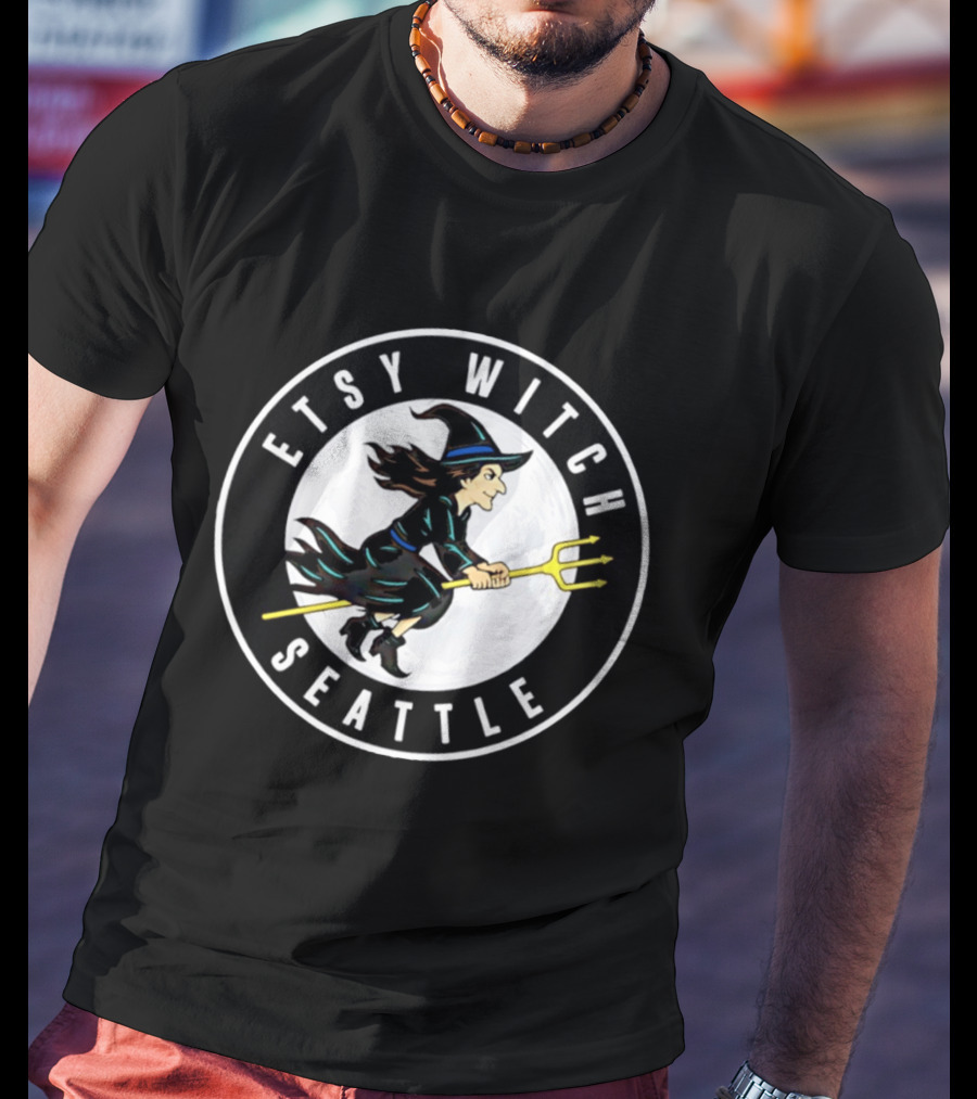 Etsy Witch Seattle Full Moon Trident Rider Fantasy T-Shirt