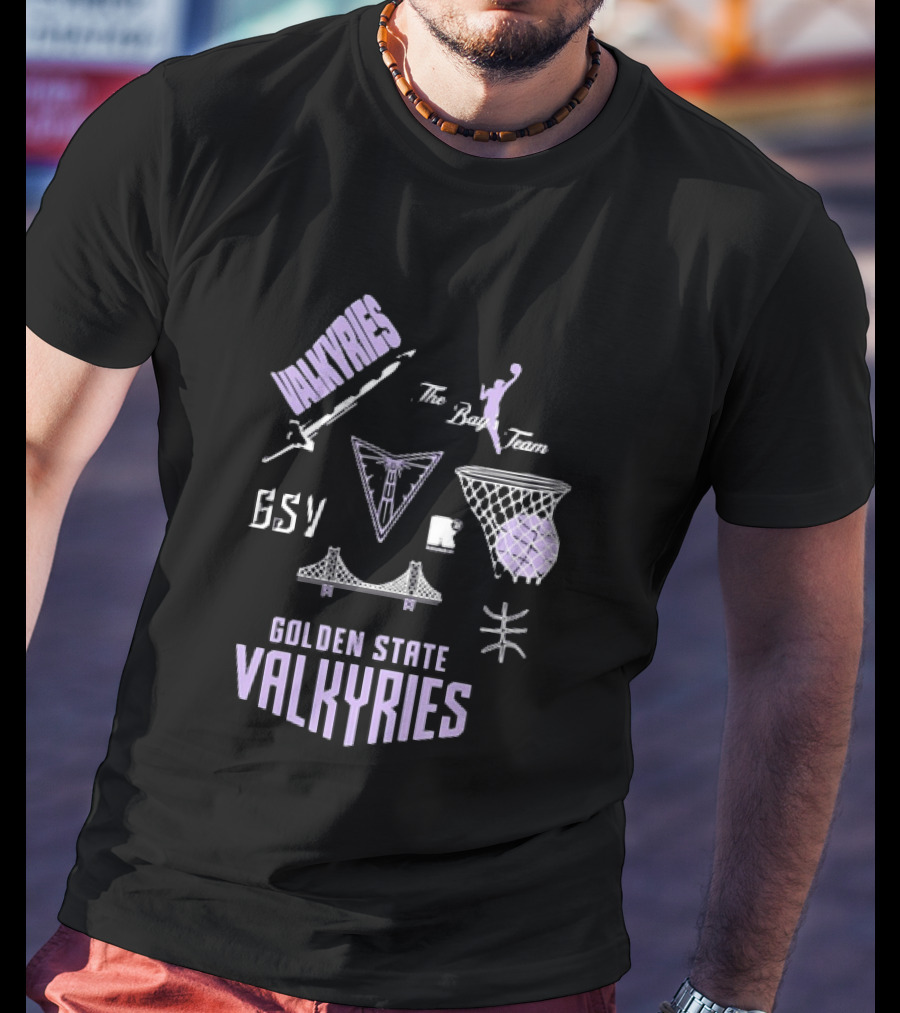 Golden State Valkyries The Bay's Team Basketball Collage GSV Bridge Sword T-Shirt