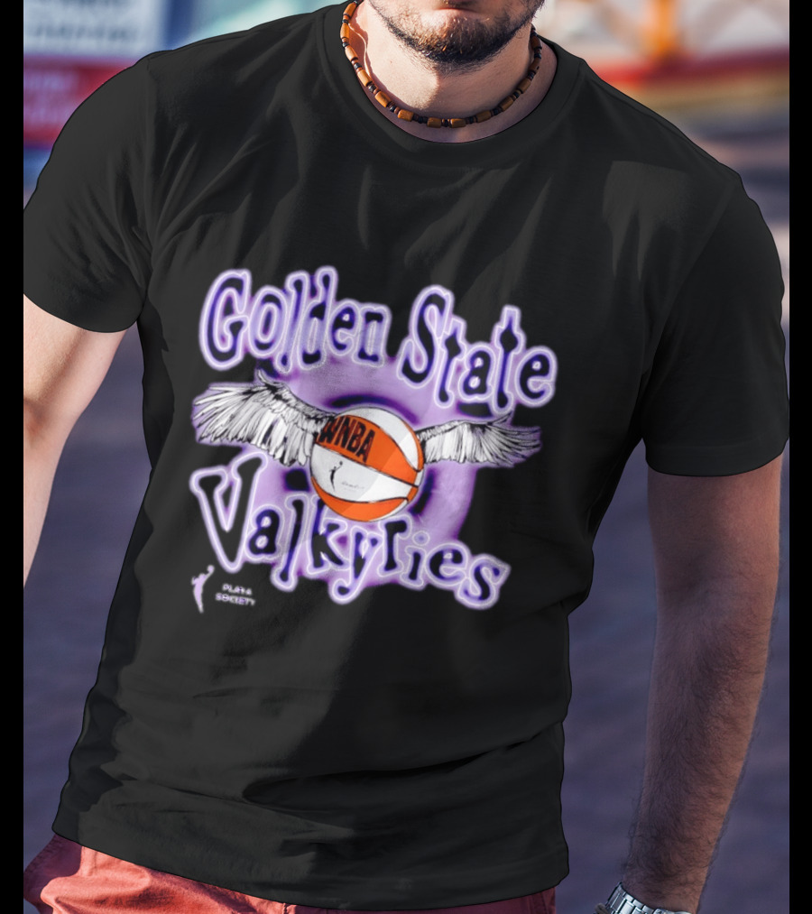 Golden State Valkyries WNBA Playa Society Winged Basketball T-Shirt