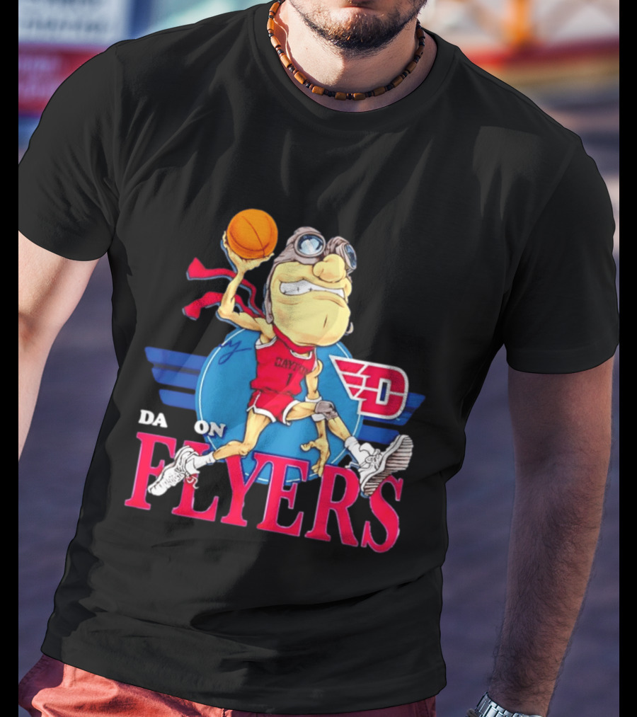 Dayton Flyers Rudy Dunking Basketball Cartoon T-Shirt