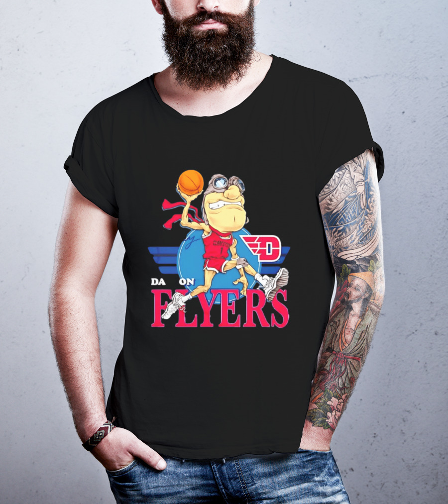 Dayton Flyers Rudy Dunking Basketball Cartoon T-Shirt