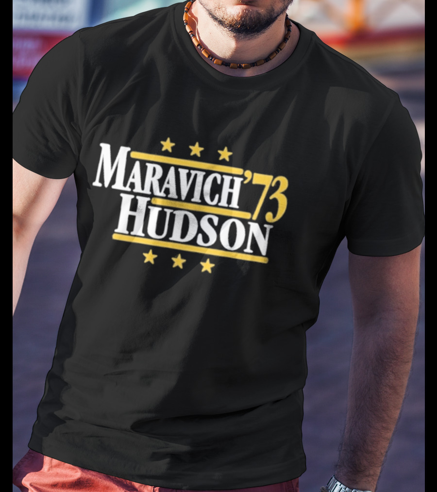 Maravich Hudson 1973 Atlanta Hawks Basketball Stars T-Shirt