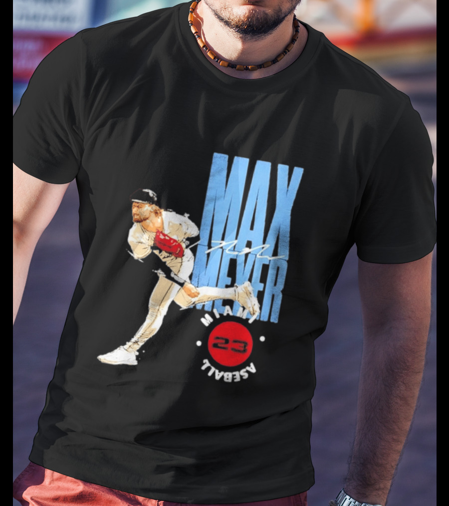 Max Meyer Miami Marlins Baseball 23 Stamp T-Shirt