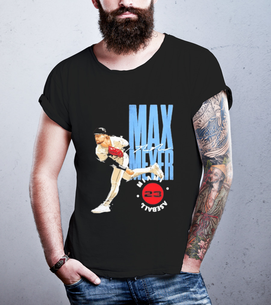 Max Meyer Miami Marlins Baseball 23 Stamp T-Shirt