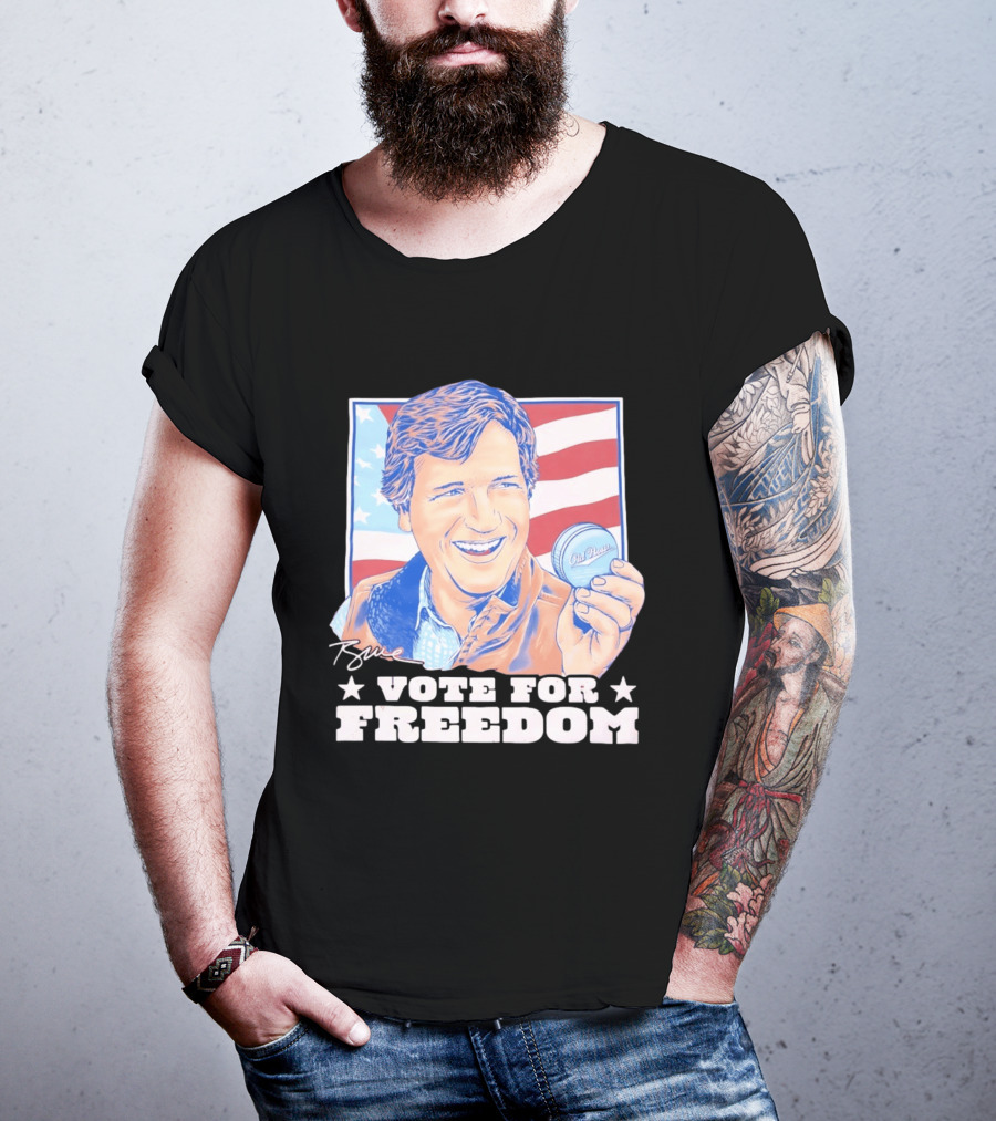 Tucker Carlson Old Row Vote For Freedom America Flag T-Shirt