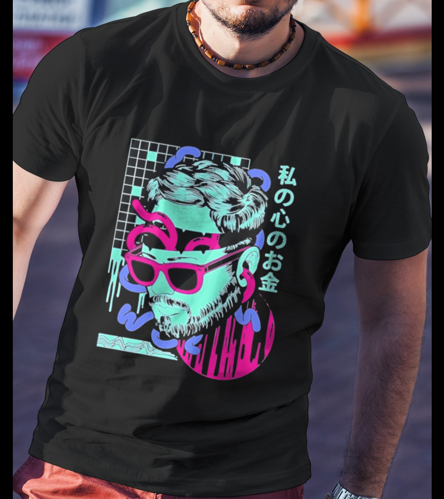 Vaporwave Aesthetic Japanese Cyberpunk Sunglasses Drip Grid T-Shirt