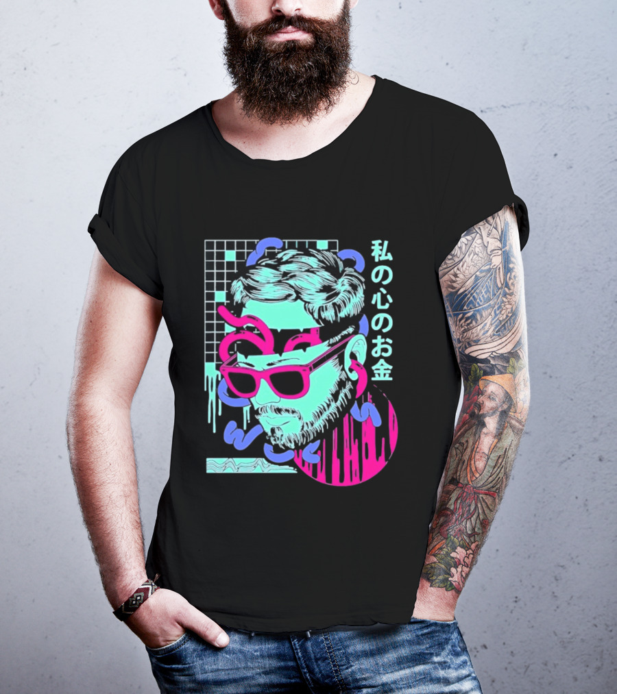 Vaporwave Aesthetic Japanese Cyberpunk Sunglasses Drip Grid T-Shirt