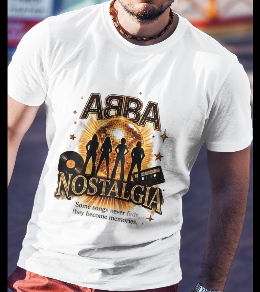 ABBA Nostalgia Some Songs Never Fade Memories Disco Vinyl Cassette T-Shirt
