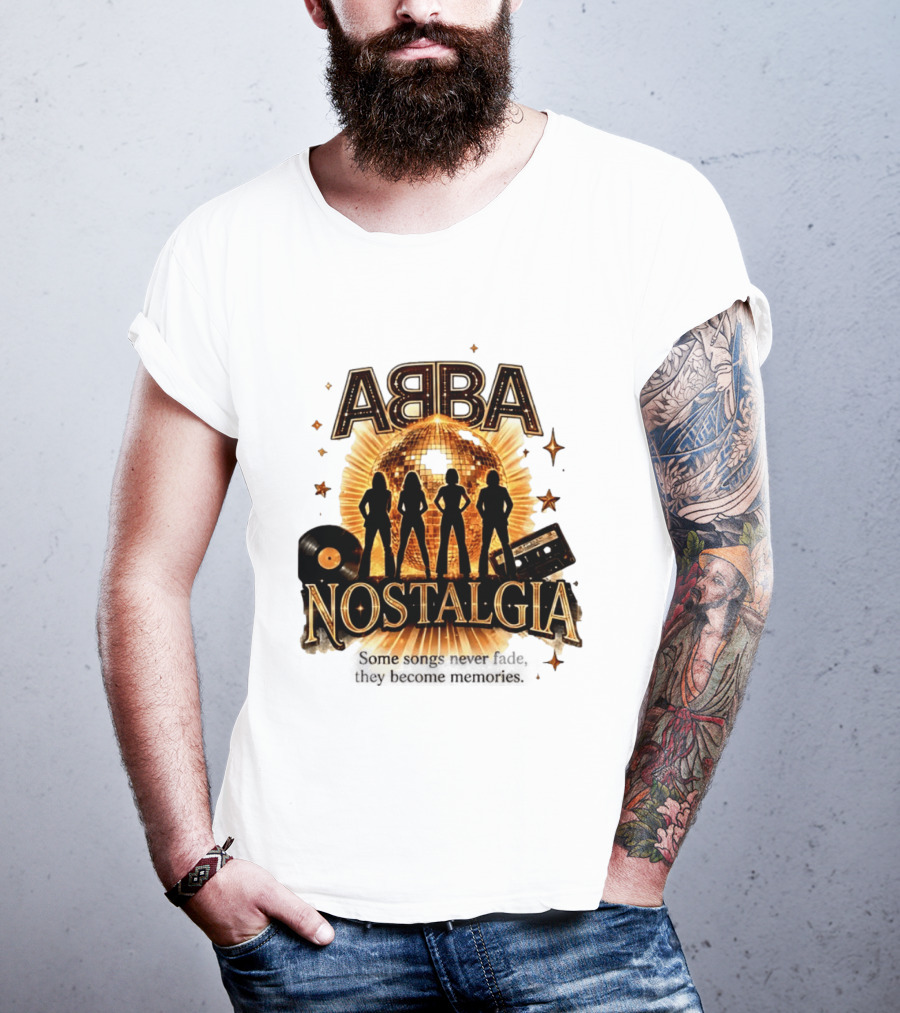 ABBA Nostalgia Some Songs Never Fade Memories Disco Vinyl Cassette T-Shirt