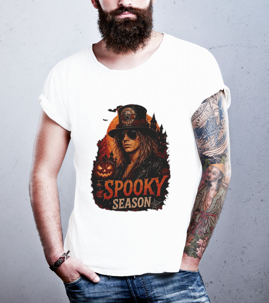 Spooky Season Buns N' Roses Halloween Pumpkin Slash T-Shirt