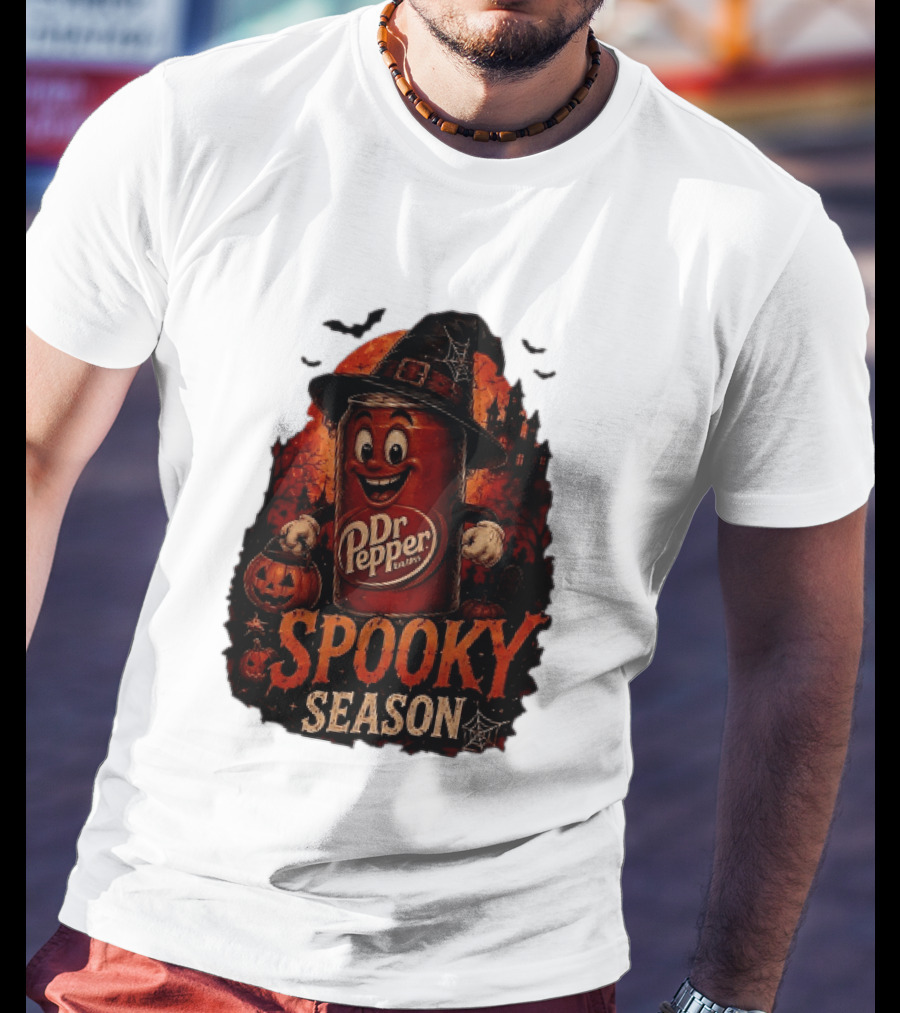 Dr Pepper Halloween Witch Can Spooky Season With Jack O' Lantern And Bats T-Shirt