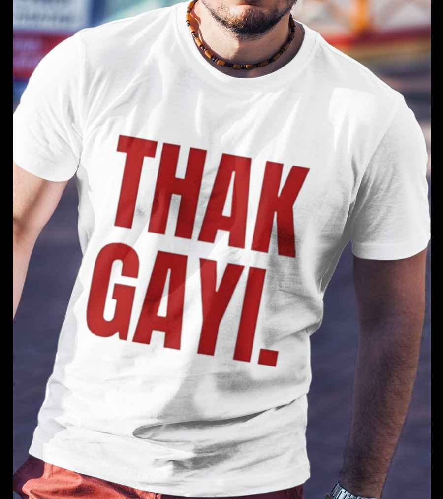 Thak Gayi Hindi Tired Exhausted Text Bold Red T-Shirt