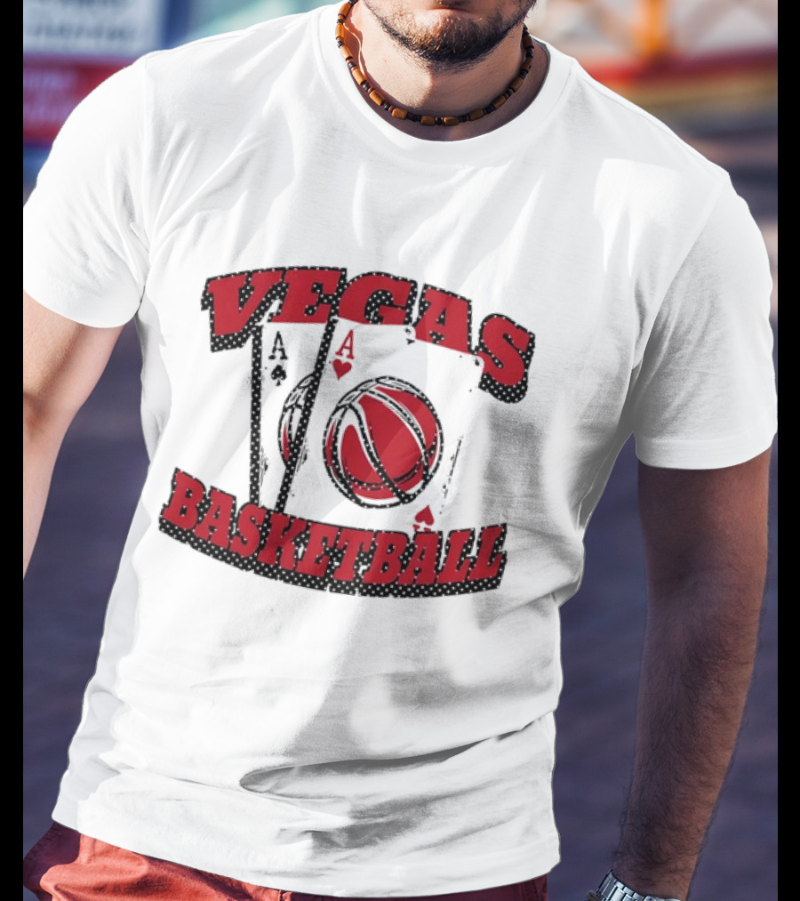 Vegas Basketball Poker Aces Playing Cards Red T-Shirt